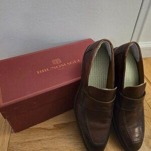 Bruno Magli Men’s Dark Brown Leather Penny Loafers